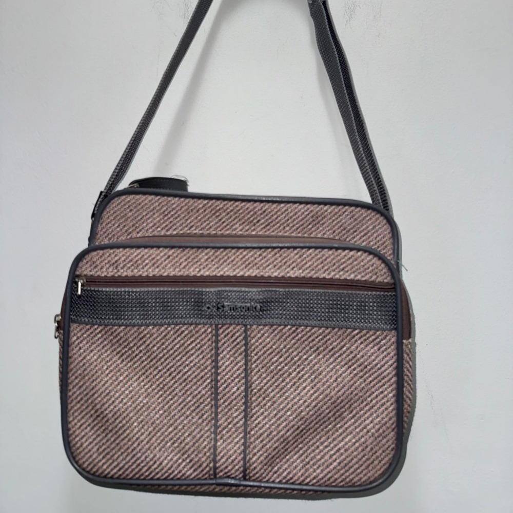 Vintage Samsonite Silhouette Tweed Carry On Bag Brown Travel Shoulder Flight Bag
